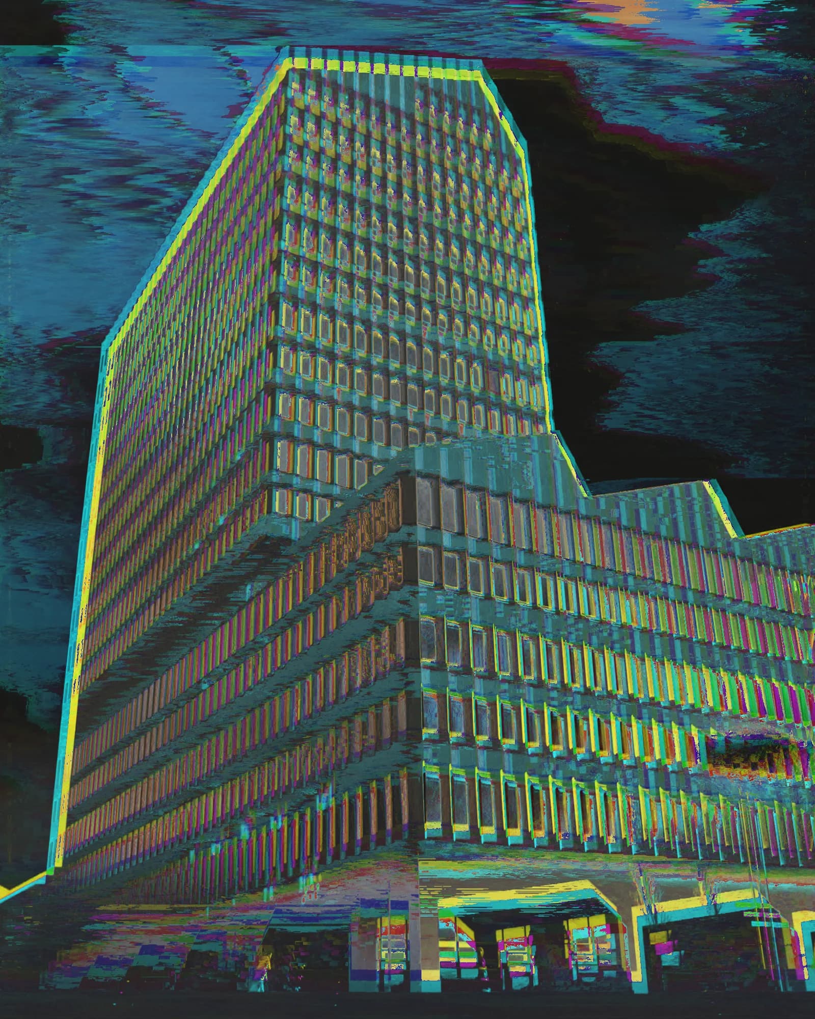 A frame made in C-Suite — pixel-sorted, chromatically torn.